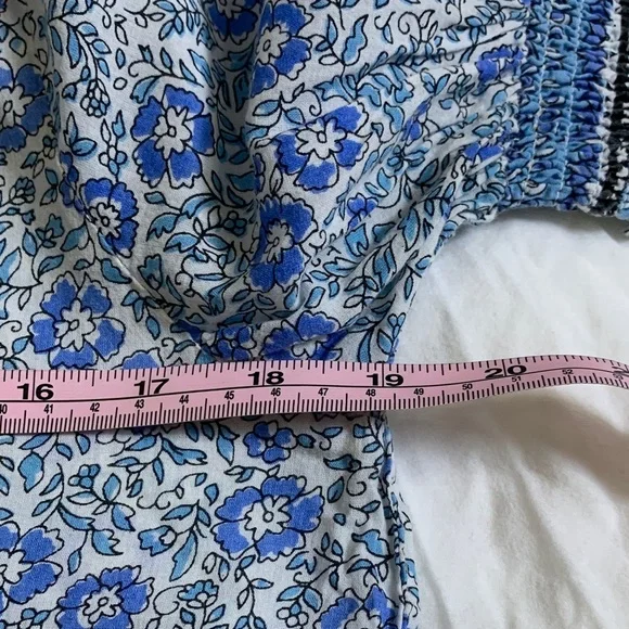 Anthropologie Saison de la Fleur Women’s Blue Floral Organic Cotton Top Chic S - Picture 11 of 11